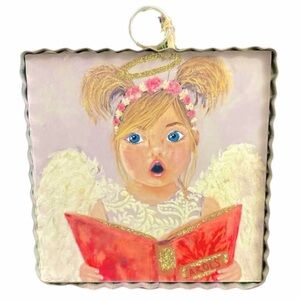 Round Top Collections Christmas Holiday Little Angel Singing Carols Metal Charm